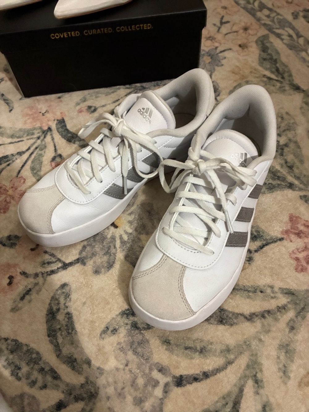 adidas White & Light Gray Low-Top Sneakers